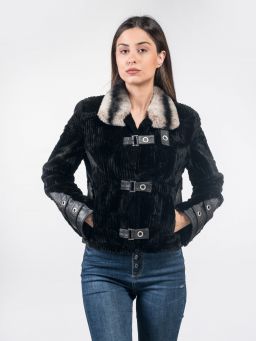 Black Sheared Mink Short Jacket
