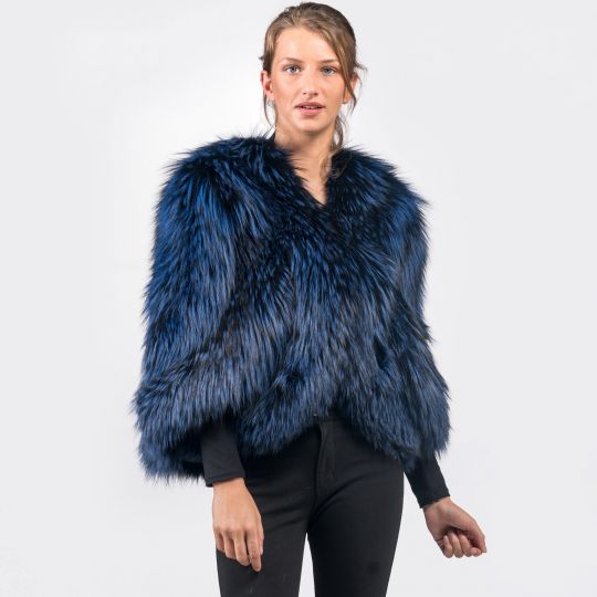 Elegant Blue Silver Fox Fur Cape