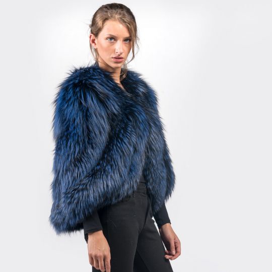 Elegant Blue Silver Fox Fur Cape
