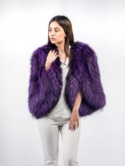 Purple Silver Fox Fur Stole
