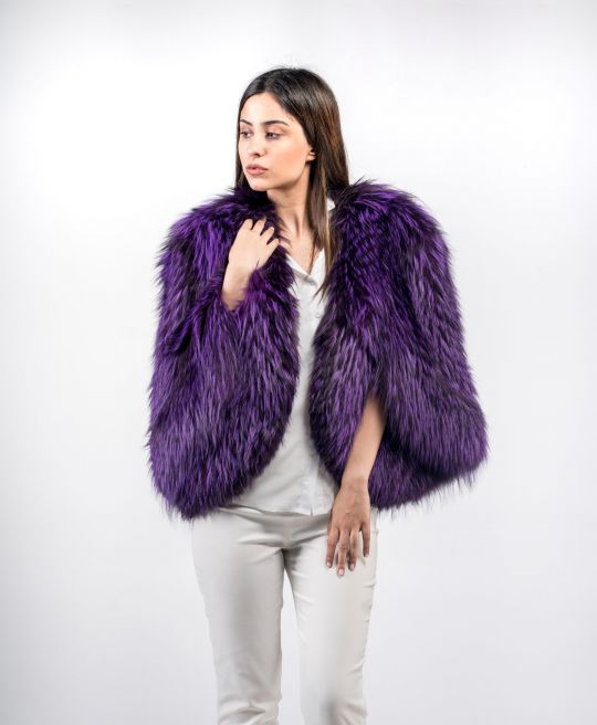 Purple Silver Fox Fur Stole