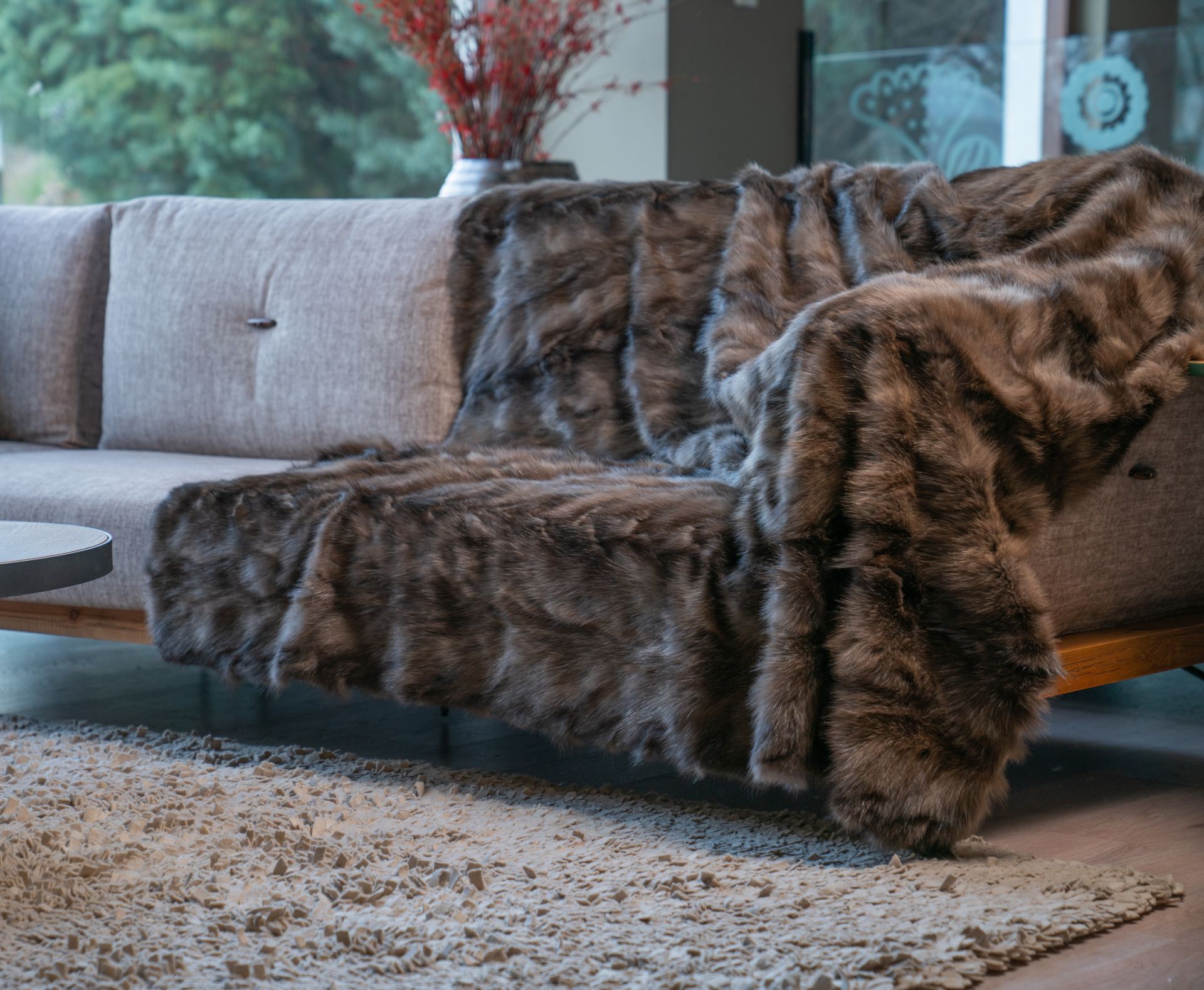 Russian Sable Fur Throw Blanket Barguzin - Askio Fashion