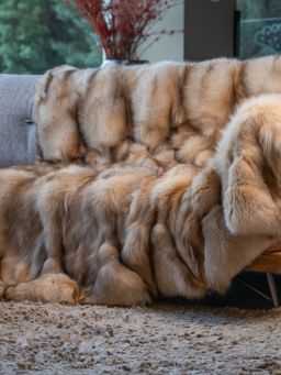 Crystal Fox Fur Throw Blanket