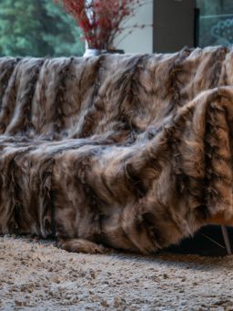 Sable Fur Throw Blanket- Tortora
