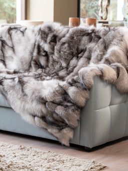 Blue Frost Fox Fur Throw Blanket