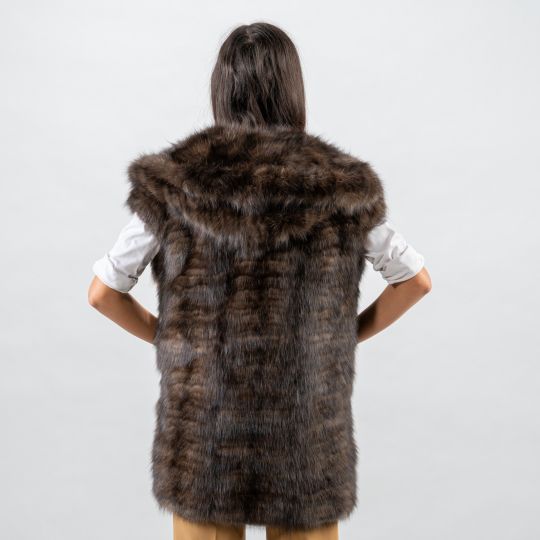 Hooded Sable Fur Vest