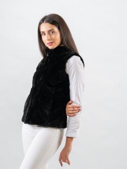Black Sheared Mink Fur Vest