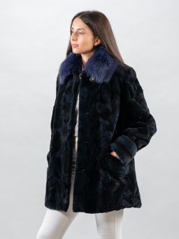 Dark Blue Mink Fur Jacket