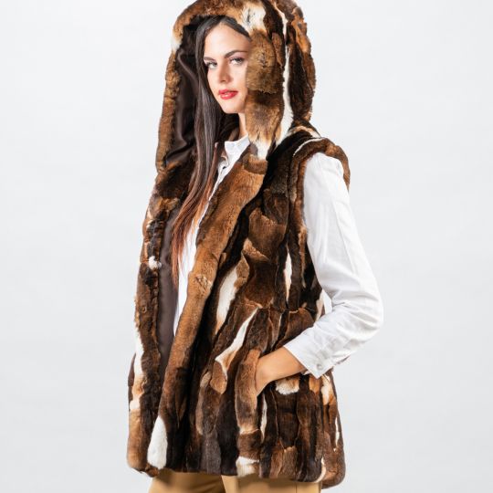 Hooded Orylag Fur Vest