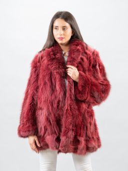 Wine Red/Fox Fur Jacket