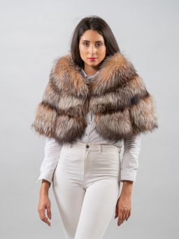 Elegant Crystal Fox Fur Stole