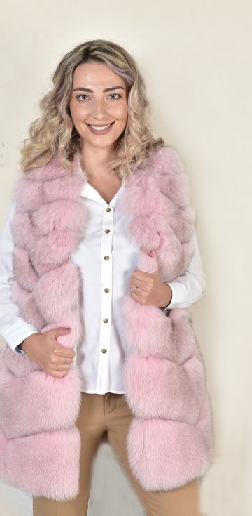Light Pink Fox Fur Vest