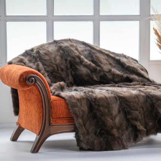 Brown Frost Fox Fur Throw Blanket