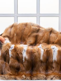 Gold Fox Fur Throw Blanket