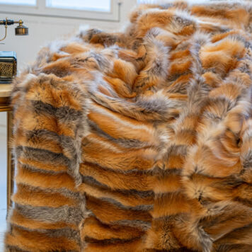 North America/Red Fox Fur Throw Blanket