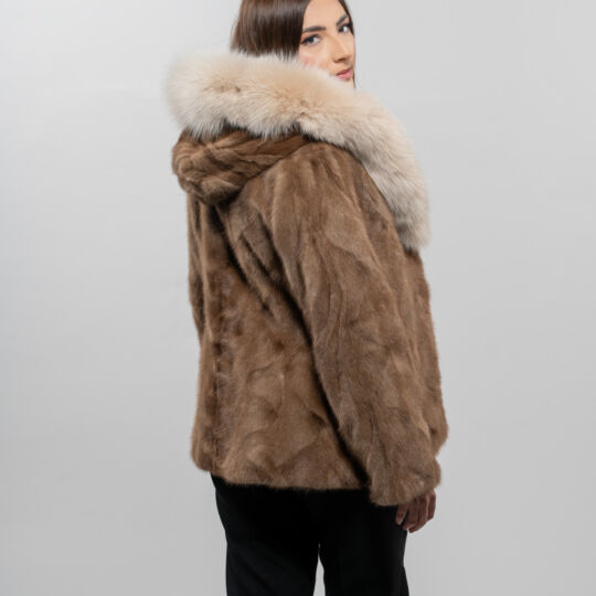 Hooded Demi Buff Mink Fur Jacket