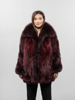 Bordeaux Blue Fox Fur Jacket