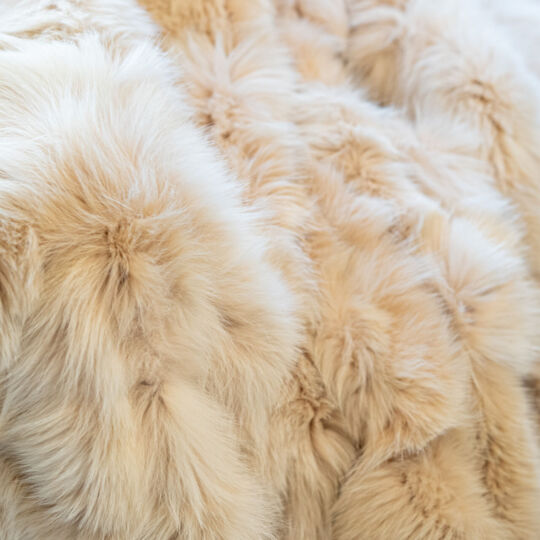 Cream Shadow Fox Fur Blanket