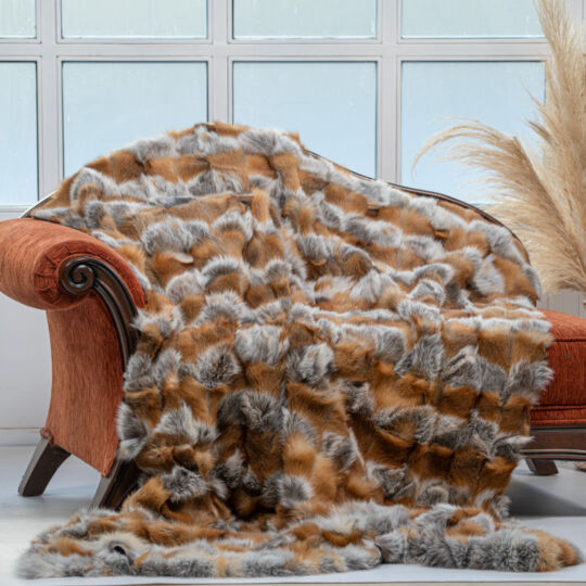 Red Fox Fur Throw Blanket