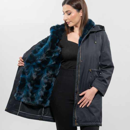 Dark Blue Women Winter Jacket
